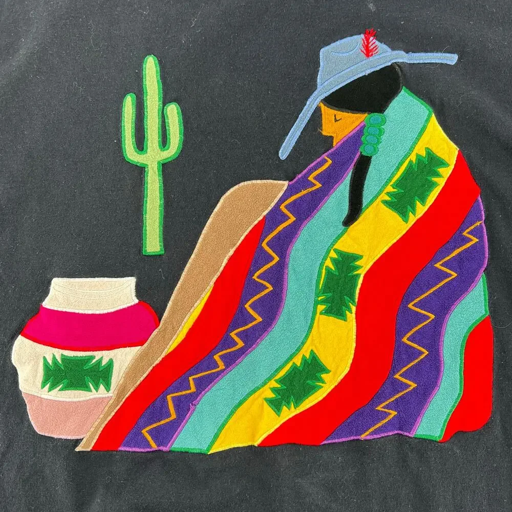 90s Native American ultrasuede design tshirt 1990s vintage - Picture 2 of 7